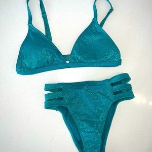 Teal sparkly bikini set